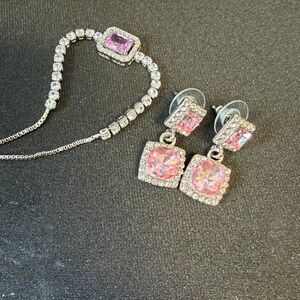 Elegant Pink and Silver Jewelry Set